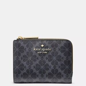 Kate Spade Small L-zip Wallet with Spade Flower design NWT